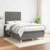 Pat box spring cu saltea, gri închis, 120×200 cm, textil