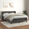 Pat box spring cu saltea, gri închis, 140×200 cm, catifea