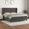 Pat box spring cu saltea, gri închis, 160×200 cm, catifea