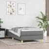 Pat box spring cu saltea, gri închis, 90×190 cm, textil