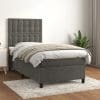 Pat box spring cu saltea, gri închis, 90×200 cm, catifea