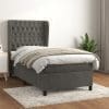 Pat box spring cu saltea, gri închis, 90×200 cm, catifea