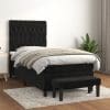 Pat box spring cu saltea, negru, 100×200 cm, catifea