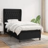 Pat box spring cu saltea, negru, 90×190 cm, textil