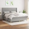 Pat continental cu saltea, gri deschis, 160×200 cm, textil