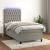 Pat continental cu saltea & LED, gri deschis, 80×200 cm catifea