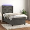 Pat continental cu saltea și LED, gri închis, 80×200 cm catifea