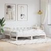Pat de zi cu extensie, alb, 80×200 cm, lemn masiv de pin