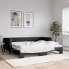 Pat de zi cu extensie, negru, 90×200 cm, textil