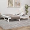 Pat de zi extensibil, alb, 2x(75×190) cm, lemn masiv de pin