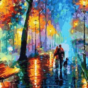 Pictură pe numere – Plimbare în ploaie, 50 x 65 cm