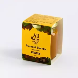 Cremă de nuga vegană, Piemont Blondie, cu migdale și alune de pădure, 180g | All in – Natural food