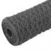Plasă de sârmă găini, gri, 25 x 1,5 m, oțel cu înveliș PVC