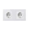 Priza Techstar® Crystal TS2, Dubla, Sticla Securizata, Culoare Alb Frost, 16A