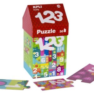 Puzzle cu 40 de piese în formă de clădiri diferite – Cifrele