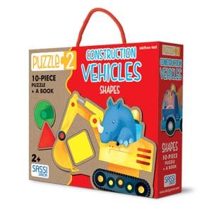 Puzzle în 2 piese – Vehicule de construcție. Forme