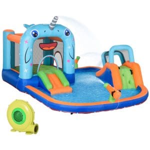 Castel gonflabil pentru copii 5 in 1 Outsunny cu tobogan, trambulina, piscina | Aosom RO