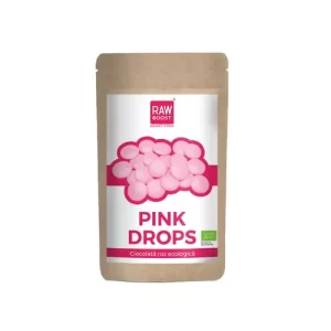 Pink Drops – Ciocolată Roz Ecologică, cu Pudră de Căpșuni, 90g | Rawboost