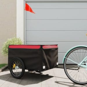 Remorcă de marfă pentru biciclete, negru și roșu, 45 kg, fier