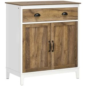 HOMCOM Dulap Multifunctional din PAL cu Dulap si Sertar in Stil Rustic, 78.5x39x89.4cm, Alb