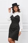 Rochie Moze neagra cu dungi si bust tip camasa