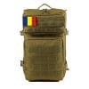Rucsac militar, 45L, 600D polyester, steag tricolor, kaki