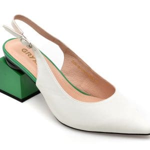 Saboti GRYXX albi, 2L29UR1, din piele naturala