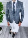 Sacou barbati in carouri slim fit B1485 83-3 E