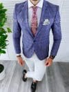 Sacou barbati in carouri slim fit B4245 67-2 E