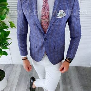 Sacou barbati in carouri slim fit B4245 67-2 E