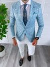 Sacou barbati in carouri slim fit B4237 80-2 100a-2 E