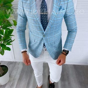 Sacou barbati in carouri slim fit B4237 80-2 100a-2 E