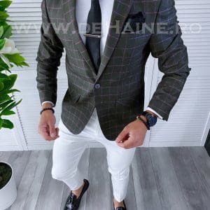 Sacou barbati in carouri slim fit B4242 80-5 E