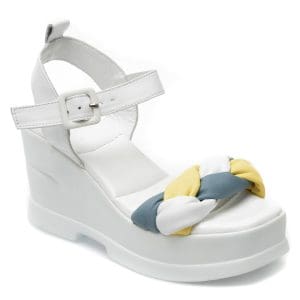 Sandale FAST STEP albe, EMK05, din piele naturala