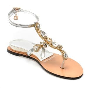 Sandale LAURA BIAGIOTTI argintii, 8061, din piele ecologica