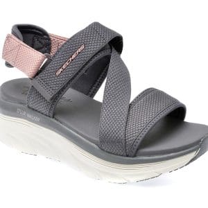 Sandale SKECHERS gri, D LUX WALKER, din material textil