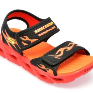Sandale SKECHERS negre, THERMO-SPLASH, din piele ecologica