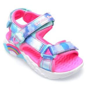 Sandale SKECHERS roz, RAINBOW RACER SANDALS, din material textil
