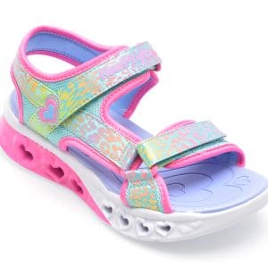Sandale SKECHERS verzi, FLUTTER HEARTS SANDAL, din material textil