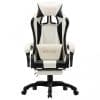 Scaun de racing cu suport picioare, negru/alb, piele ecologică