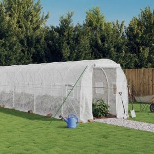 Seră cu cadru din oțel, alb, 24 m², 12x2x2 m