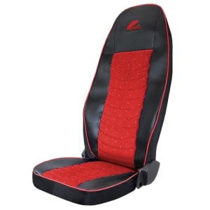 Set 2 huse scaun camion pentru Scania R serie 2006-2020 piele ecologica + velur negru+rosu, Umbrella