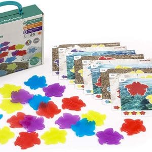 Set 20 broscuțe țestoase translucide și 9 carduri pentru activități matematice