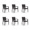Set 6 scaune gradina PARIS, model ratan, maro, 62x58x88 cm