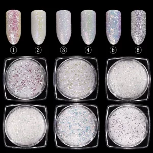 Set 6 Sclipici White Nail Art – GSP97 05
