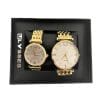 Set Cadou 2 Ceasuri de Mana Barbatesc/Dama, Analog, Cadran Alb. Bratara Metalica, Ulysses Me&You, Auriu