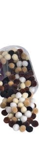 Set de 250 de accesorii pom-pom – Nuanțe de maro, alb și crem