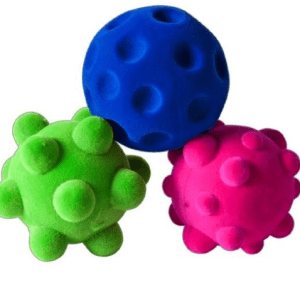 Set de 3 mingi senzoriale din cauciuc natural, 5 cm