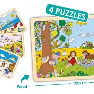 Set de 4 puzzle-uri din lemn – Cele 4 anotimpuri