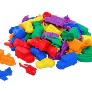 Set de 72 de vehicule colorate pentru sortat și numărat